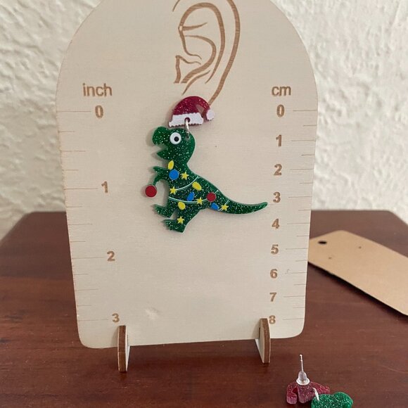 Bundle 3 for $12.  Dinosaur Christmas Earrings - Picture 3 of 3